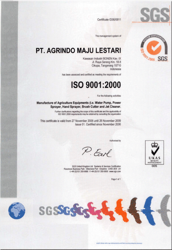 ISO 9001:2000 (SGS - UKAS)